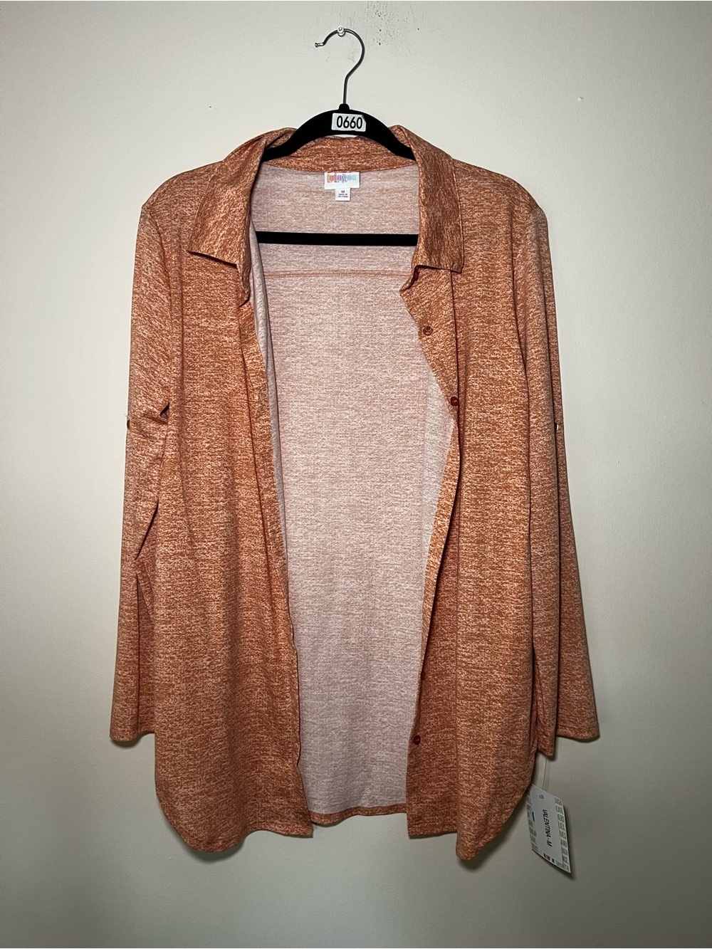 LuLaRoe Heathered Peach-Orange Button Down Top